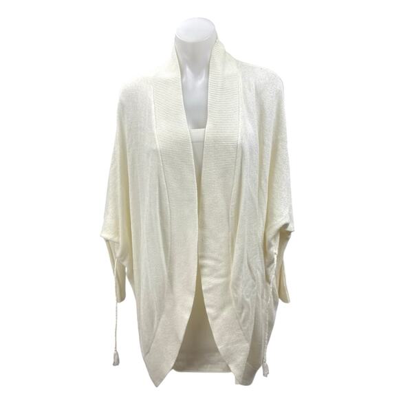 Lou & Grey Sweaters - NEW Lou & Grey White Open Front Long Sleeve Knit Drawstring Cardigan Sweater M